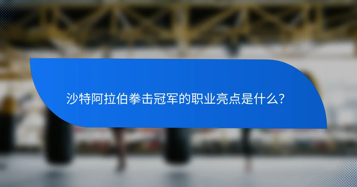 沙特阿拉伯拳击冠军的职业亮点是什么?