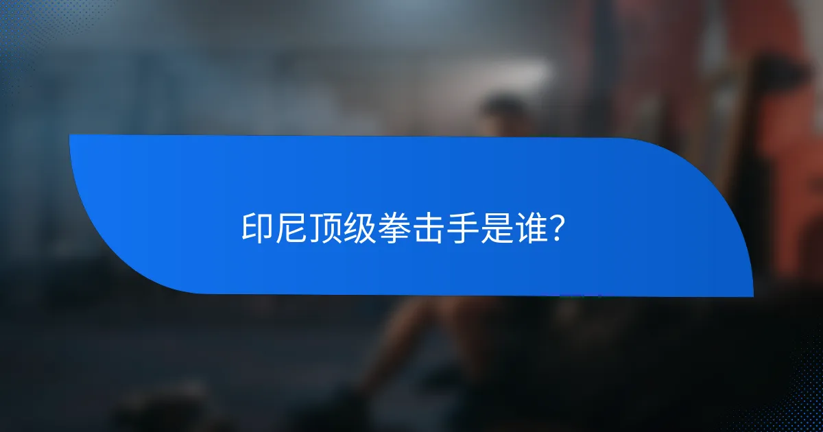 印尼顶级拳击手是谁？