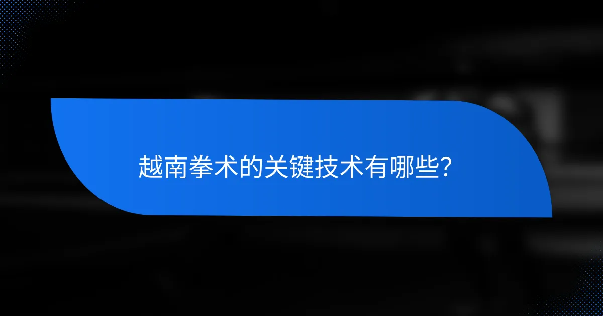 越南拳术的关键技术有哪些?